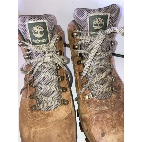 TIMBERLAND MEN'S TAN LEATHER WATERPROOF A1J1N HIKING BOOTS SIZE 12 - Picture 4 of 11
